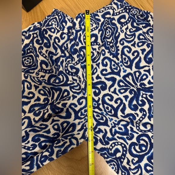 ZARA Blue White Ikat Print Wide Leg Pants Size M Made in Turkey - Picture 8 of 8